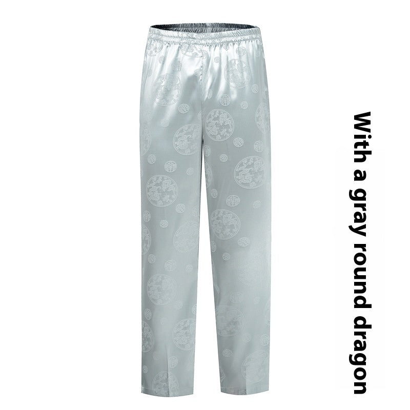 Loose Silk Chinese Style High-waisted Trousers