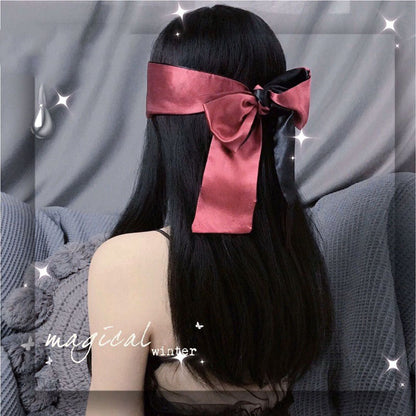 Black and red silk eye mask