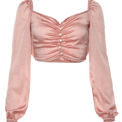 Temperament bright silk short t-shirt