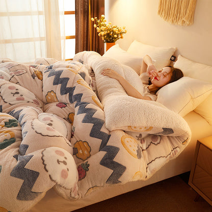Silk Cotton Quilt Thickened Warm Lamb Fleece