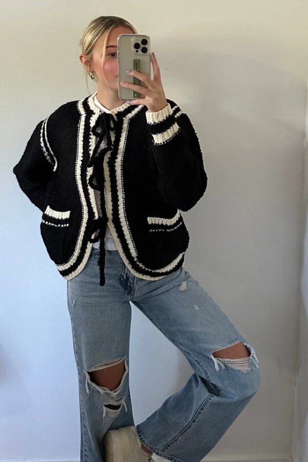 KnitEase Lace-up Pocket Coat