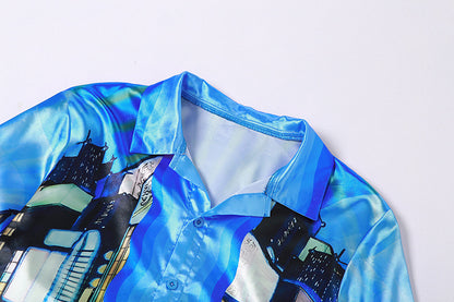 Silk Fashion Street Shoot 3D Digital Printing Shirt