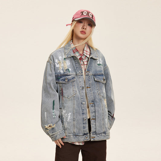 UrbanGraff Ripped Denim Jacket