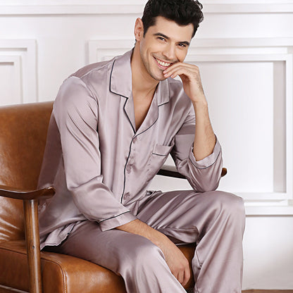 Silk pajamas spring and summer long-sleeved two-piece suit