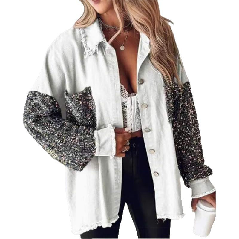 StarDust Sequin Denim Tassel Coat