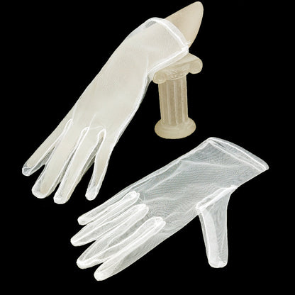 Elegant Black Silk Short Gloves Bud Silk Yarn  Gloves