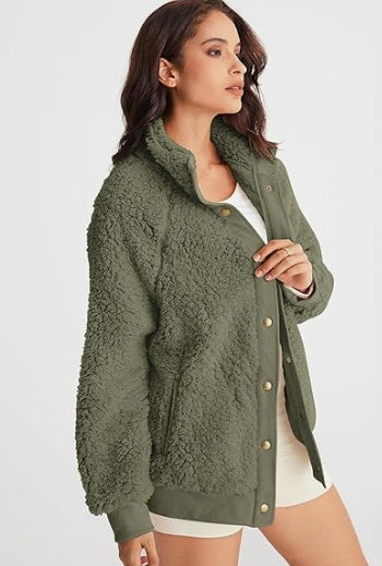 FrostLuxe Sherpa Button Jacket