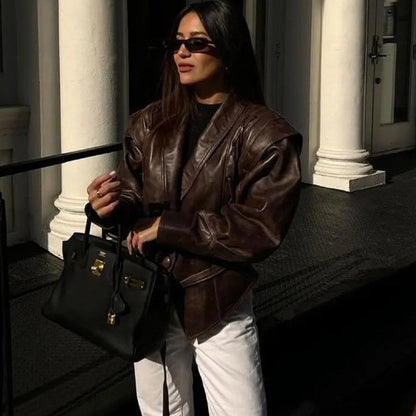 VintageEdge Faux Leather Coat