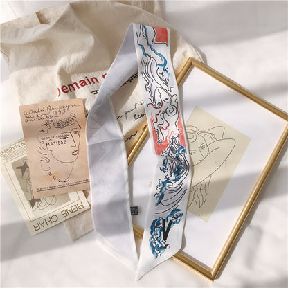 Handle Small Silk Scarf Headband Ribbon Scarf