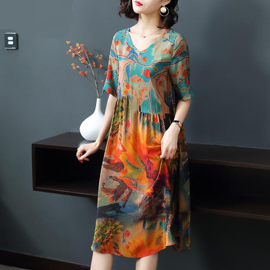 Printed silk dress