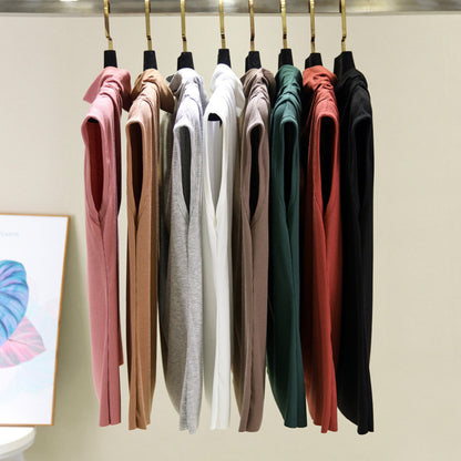 Ice silk thread half high neck sleeveless t-shirt