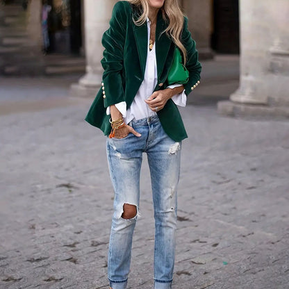 Veloura Gold Velvet Blazer