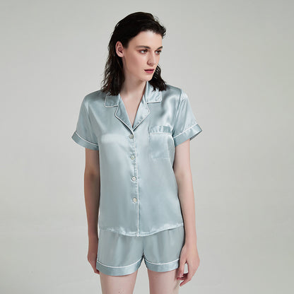 Women's Silk Short Sleeved Shorts Pajama Suit