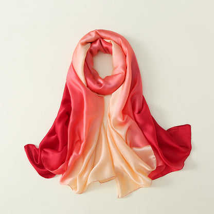 Gradient Silk Scarf Transition Color Lady