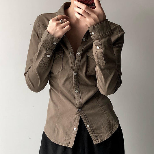 IndigoGrace™ Pleated Denim Shirt
