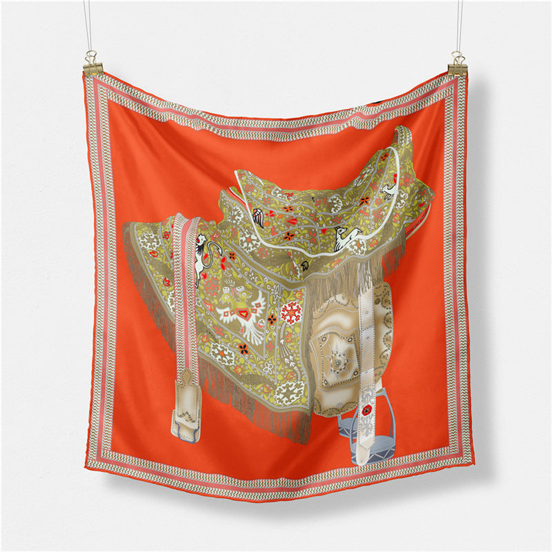 Fashion Simple Print Twill Versatile Temperament Silk Scarf