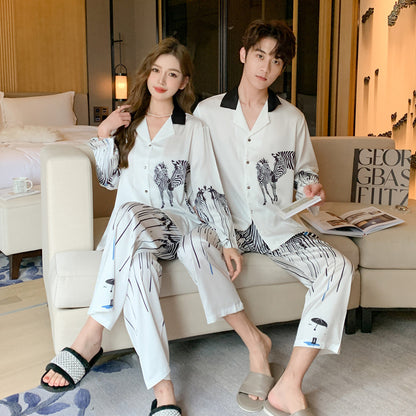 Ice Silk Printed Long Sleeved Pants