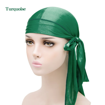 Silk Long Tail Turban Hat Silk Pirate Hat