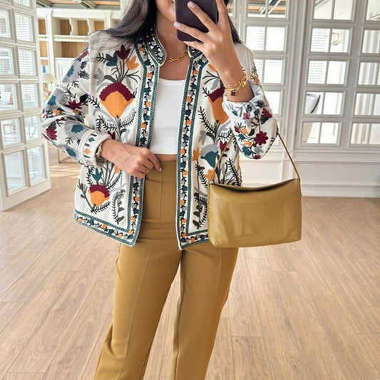 Artistry Round Neck Print Coat