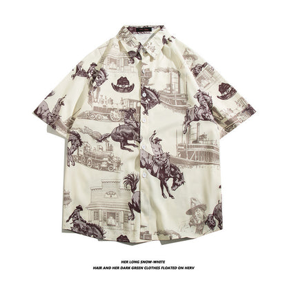 Fashionable Hawaiian Ice Silk Inch Shirt Man