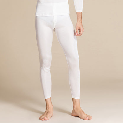 Men's Silk Knitted Warm Trousers Mulberry Silk Comfortable Thin Leggings Compression Pants Slim Fit Long Johns