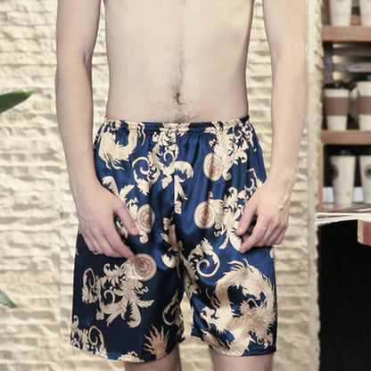 Ice Silk Pajama Pants Men's Shorts Loose Summer Thin Style Spinning Silk Home Pants Silk Big Pants