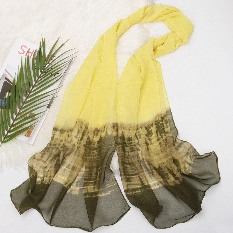 Women's Versatile Gradient Color Silk Scarf