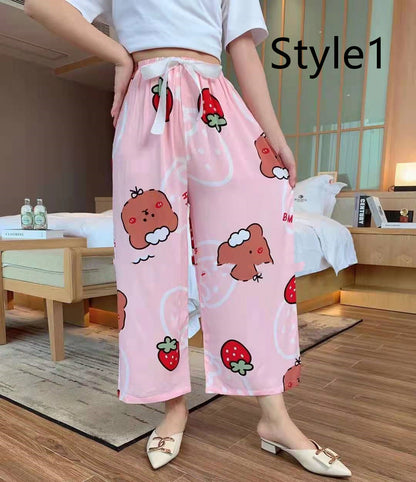Cotton Silk Pajama Pants, Thin Cotton Silk Wide-leg Pants, Home