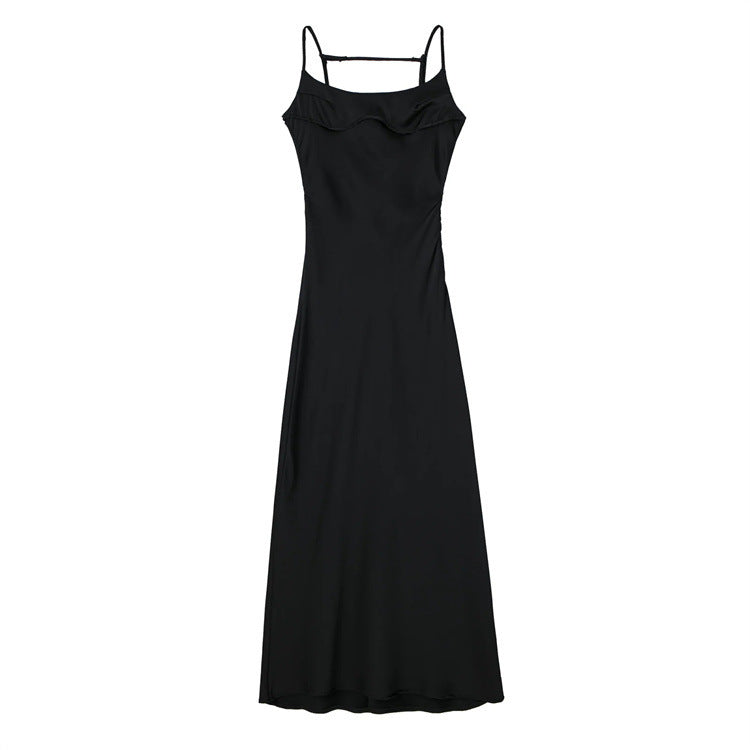 Silk Satin Suspender Elegant Women's Dress