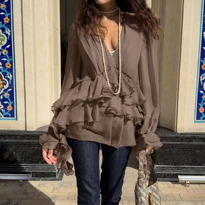 Veloura V-Neck Chiffon Blouse