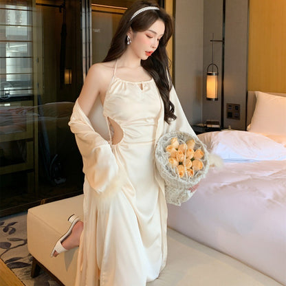 Pajamas Ladies Silk Stretch Satin Waistless Halter Dress