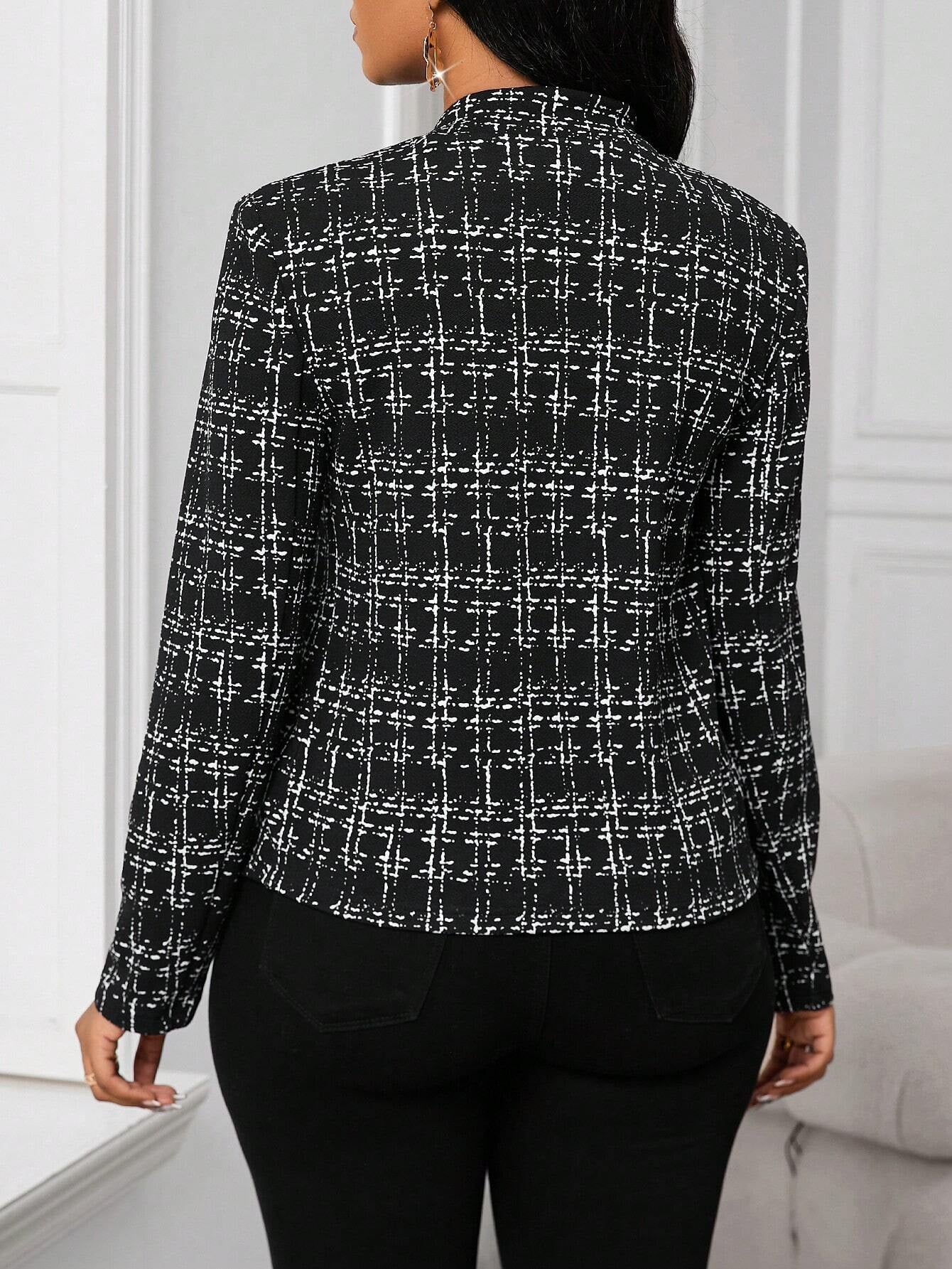 : NobleCheck Open-Front Blazer