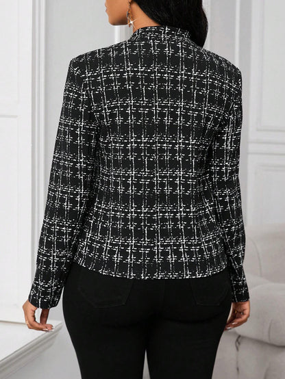 : NobleCheck Open-Front Blazer