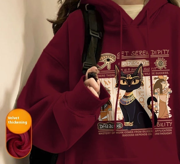 Hoodie Women Autumn And Winter Fashion Fashion Plus Cashmere Is Slimming Shoulders