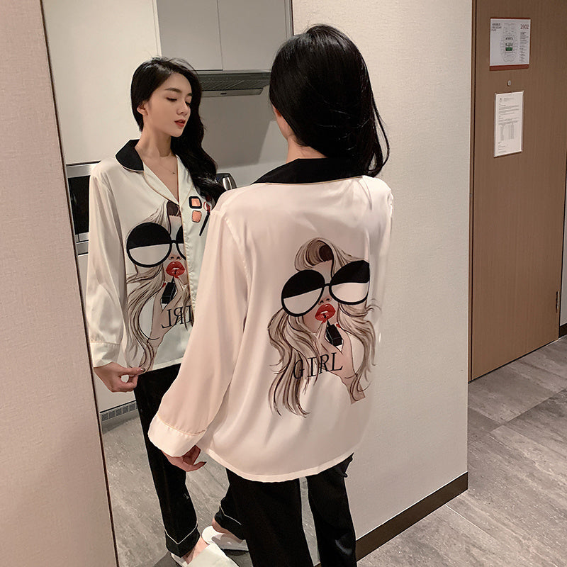 Two-piece Ice Silk Pajamas Ins Style High-end Home Wear