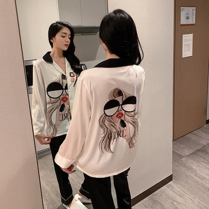 Two-piece Ice Silk Pajamas Ins Style High-end Home Wear
