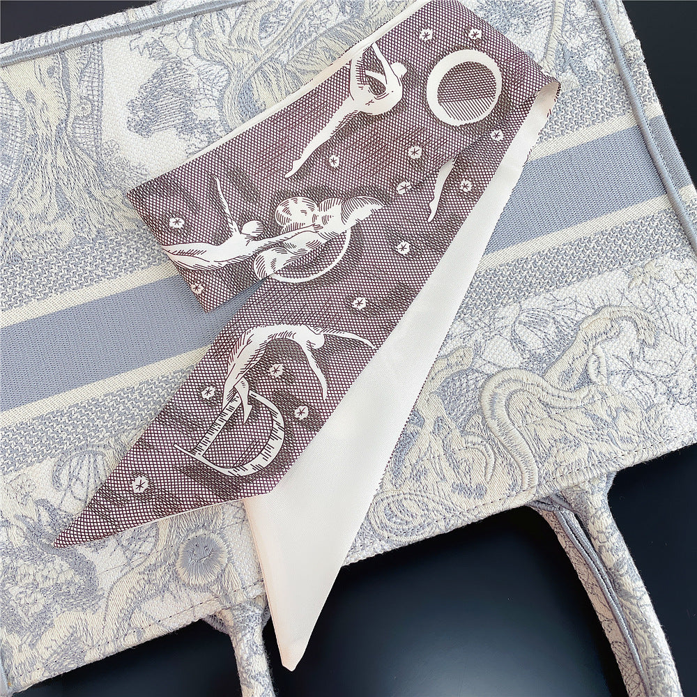 26 Letters Retro Ethnic Bag Silk Scarf