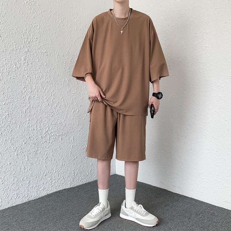 Ice Silk Leisure Sports Suit Men's Loose Japanese