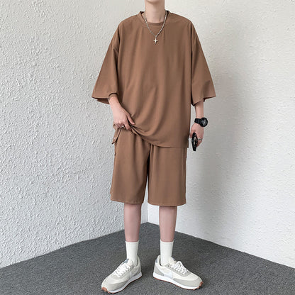 Ice Silk Leisure Sports Suit Men's Loose Japanese