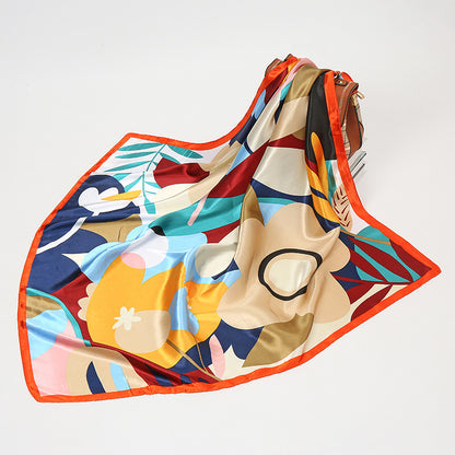 Simple And Elegant Floral Print Silk Scarf For Ladies