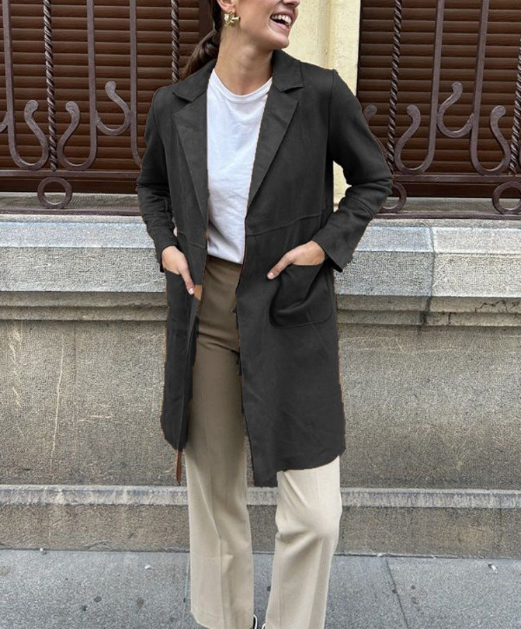 Velour Grace Suit Collar Trench