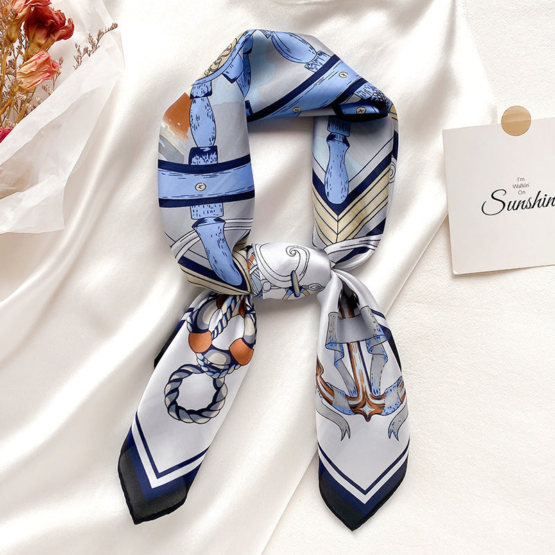 Striped Small Square Silk Scarf Fashion