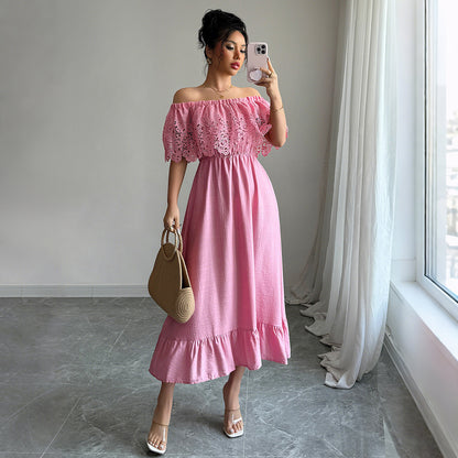 Elegancia Off-Shoulder A-Line Dress