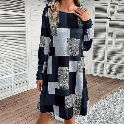 Veridia Print Long Sleeve Dress