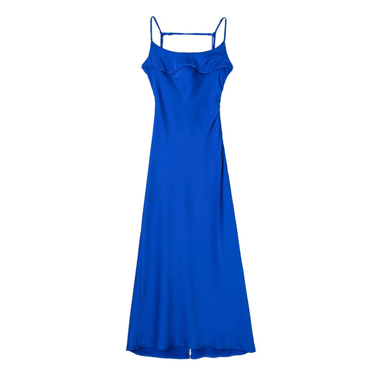 Silk Satin Suspender Elegant Women's Dress