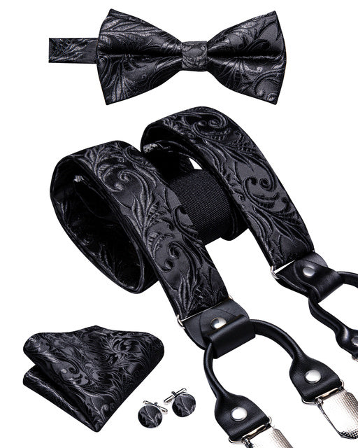 Luxury Silk Men's Sling Leather Metal 6-clip Bra