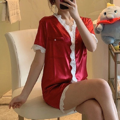Ice silk short sleeve two-piece suit