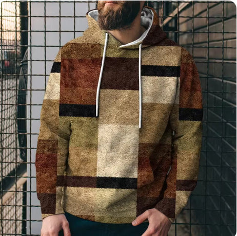 PlaidFusion Hooded Sweatshirt