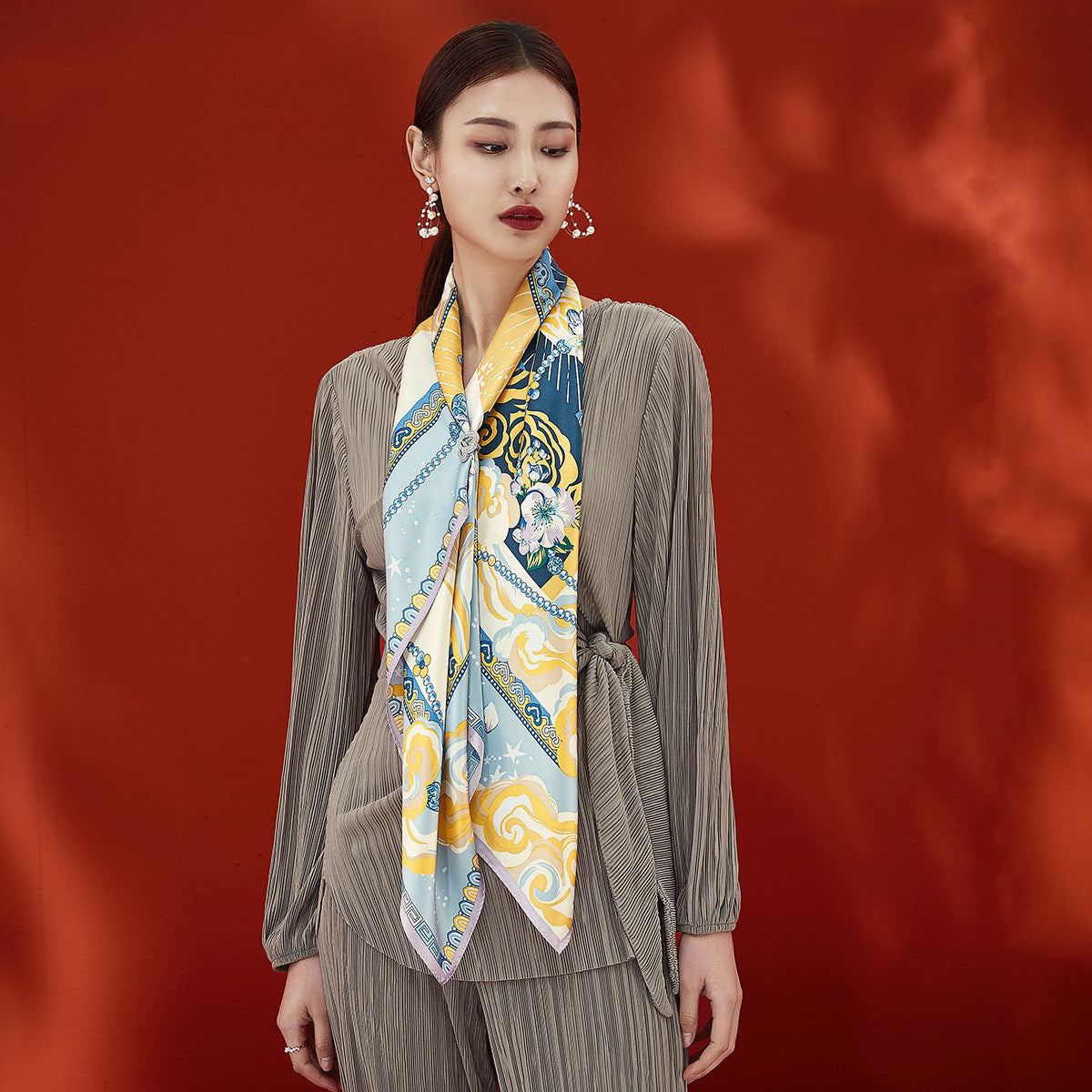 Plain crepe silk gift scarf