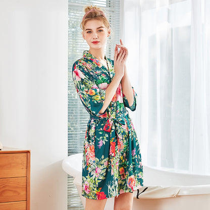 Ladies silk home night gown